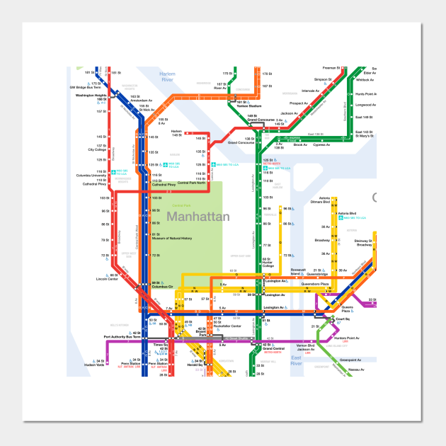 New York City Subway Map Manhattan - Nyc Subway - Posters and Art
